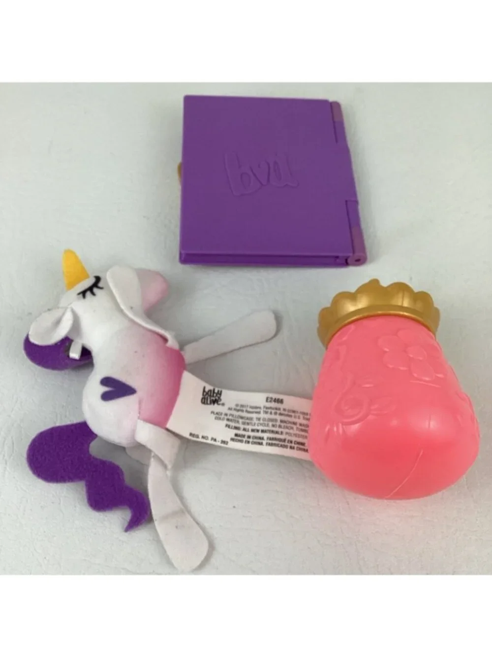 Baby Alive Once Upon A Baby Forest Replacement Book Bottle Unicorn Plush Toy Lot